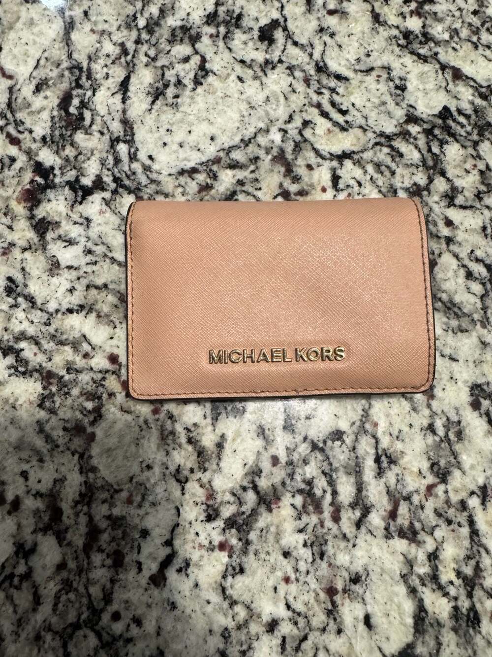 Michael Kors Saffiano Leather Bifold Snap Wallet in Blush Pink